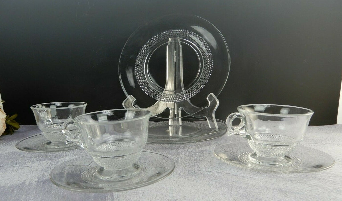 9 Piece 3 Place Setting Vintage Duncan & Miller Crystal Teardrop Pattern