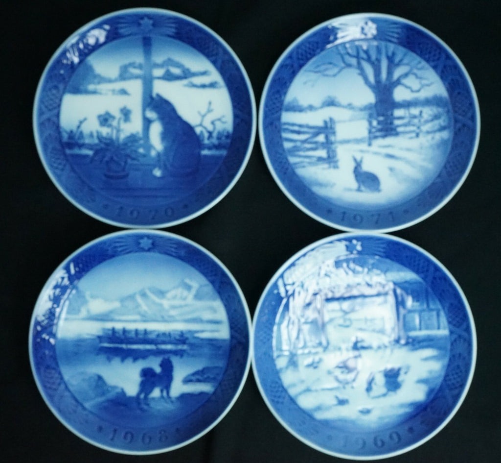 4 Royal Copenhagen Denmark Annual Christmas Plate 1968, 69, 70, 71 Kai Lange