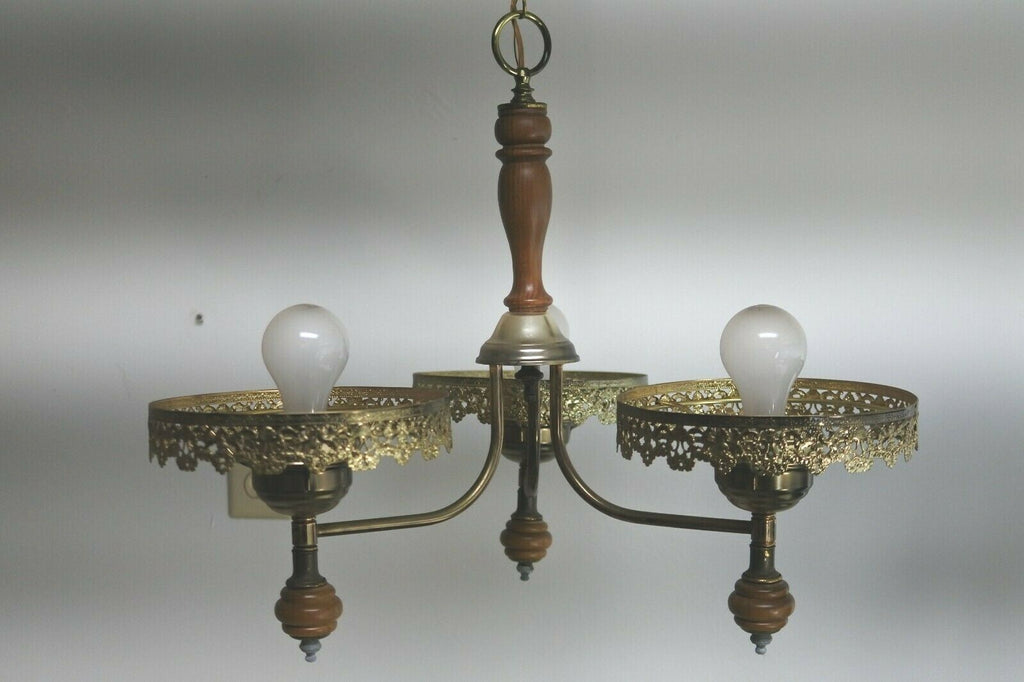 Vintage 3 Light Arm Ceiling Light Rustic chandelier  *As Is*