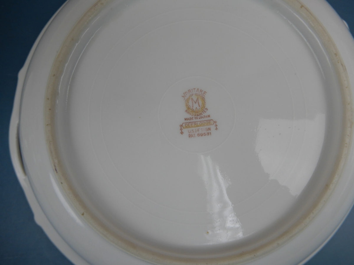 2 Vintage Oval and roud Serving Bowls  "DEERLODGE"  Made in Japan with Chips