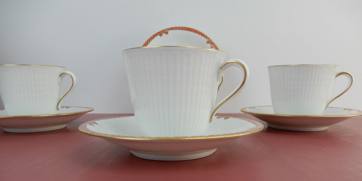 Rorstrand Sweden Pimpernel set of 4 Demitasse Cups and Saucers