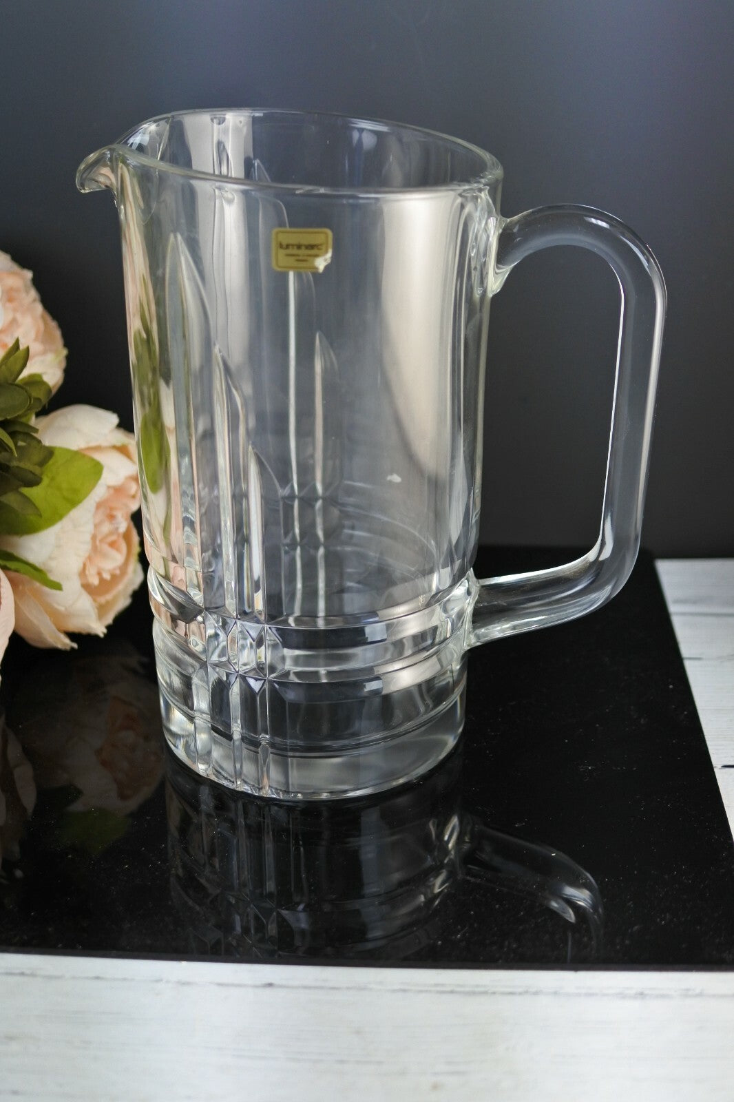 Vintage Luminarc Verrerie D' Arques Glass Pitcher With Spout Made In France