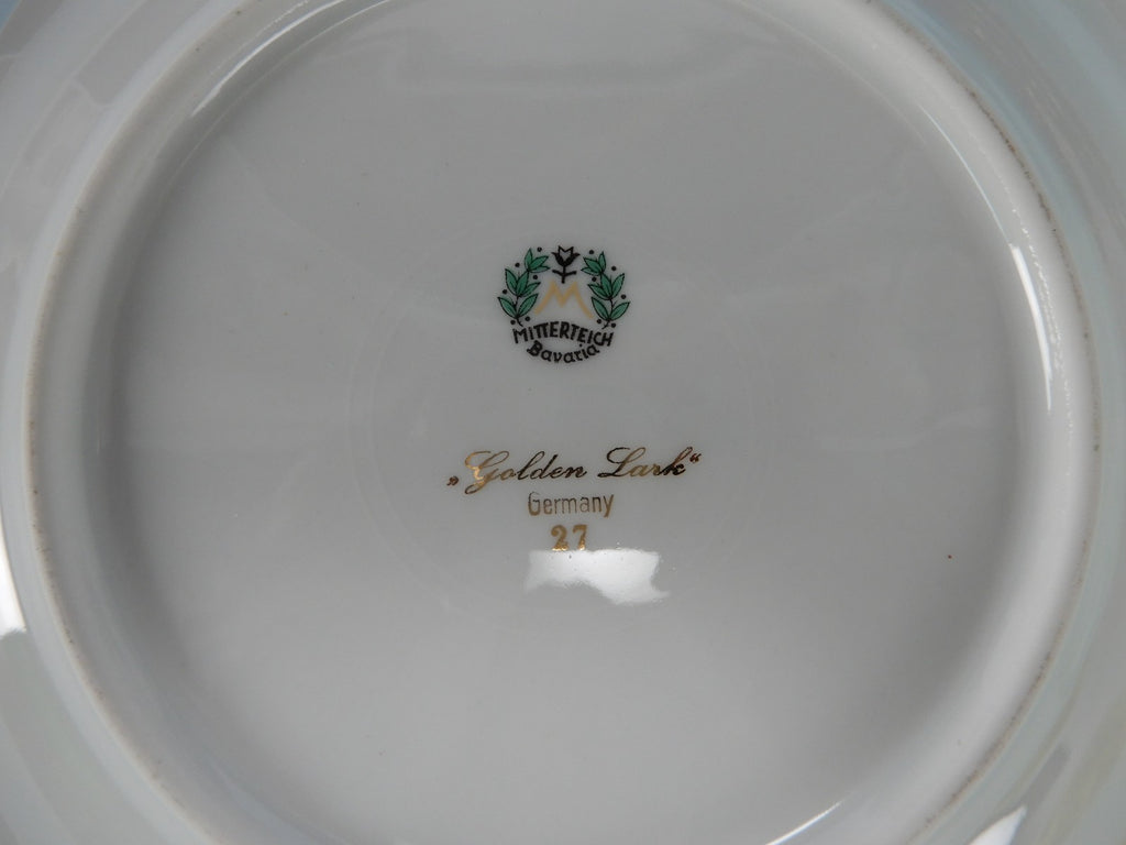 Mitterteich Bavaria Golden Lark Set of 5 Salad Plates 7-3/4" Made in Germany
