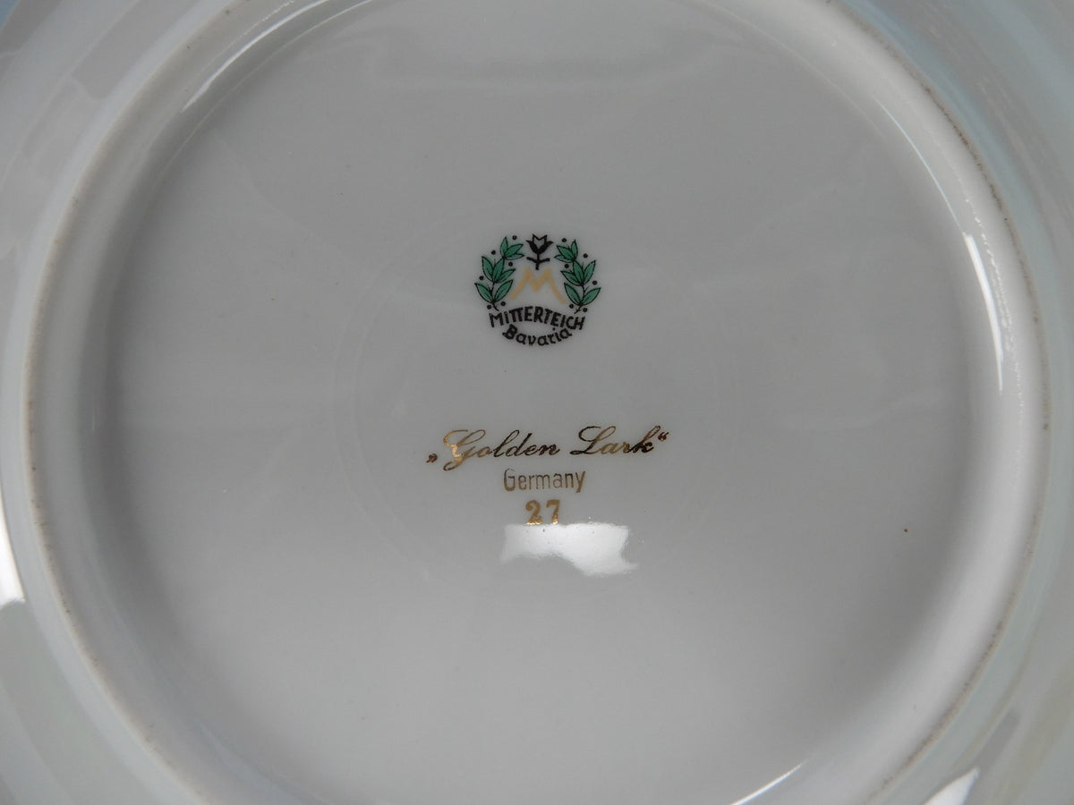 Mitterteich Bavaria Golden Lark Set of 5 Salad Plates 7-3/4" Made in Germany