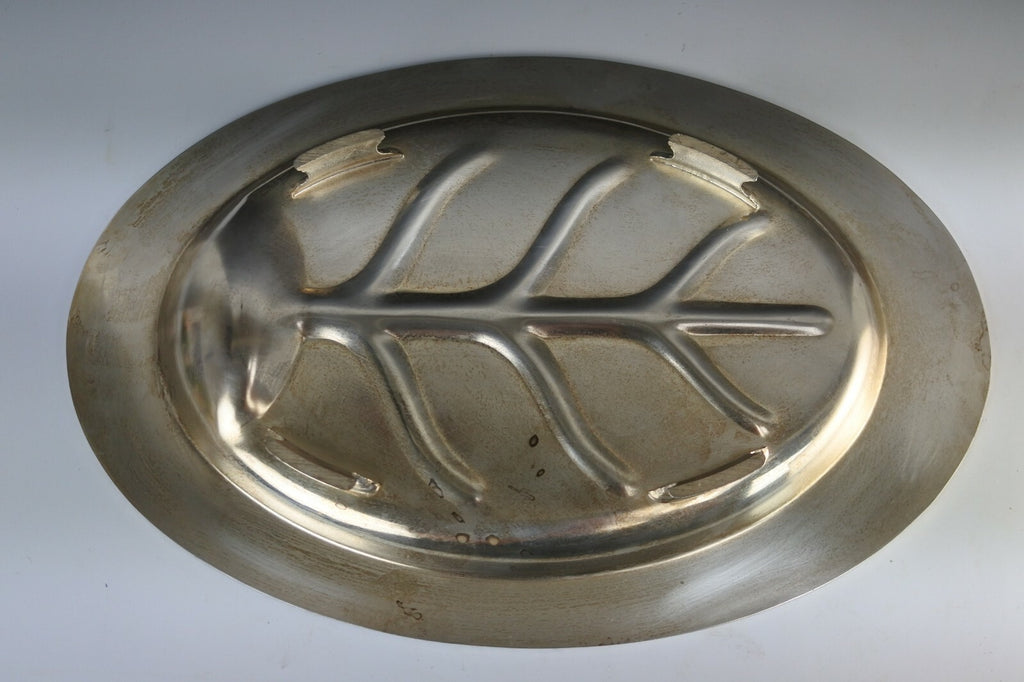 Oneida Ashby Footed Meat Tray With Well Vintage  Silverplate