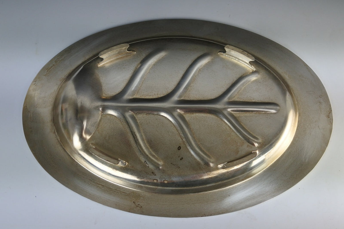 Oneida Ashby Footed Meat Tray With Well Vintage  Silverplate