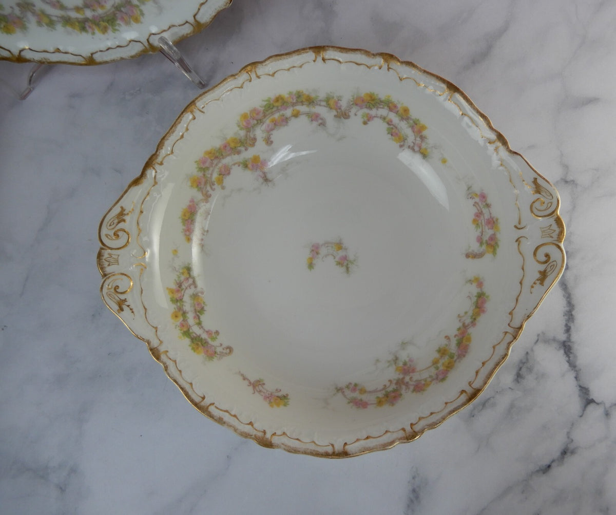 Haviland & Co Limoges Schleiger 475e Pattern Round Bowl and 10-5/8" Platter