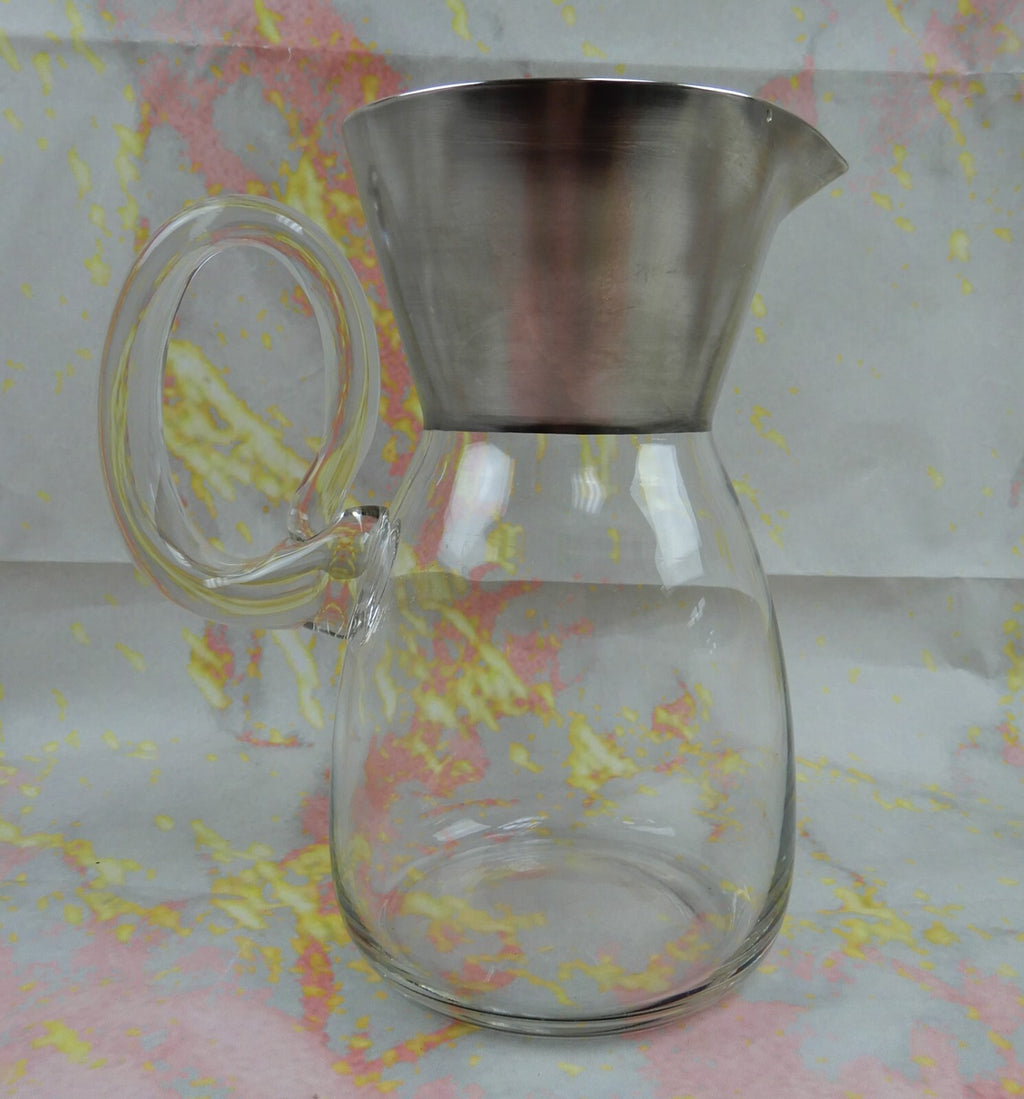 Vintage Dorothy C Thorpe Silver on Crystal Pitcher Scrolling Handle 56oz.