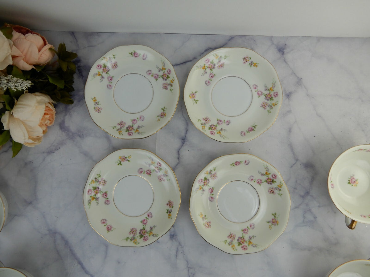 4 Baronet "Silvia" Made in Bohemia Czechoslovakia Soup Cups & Saucers