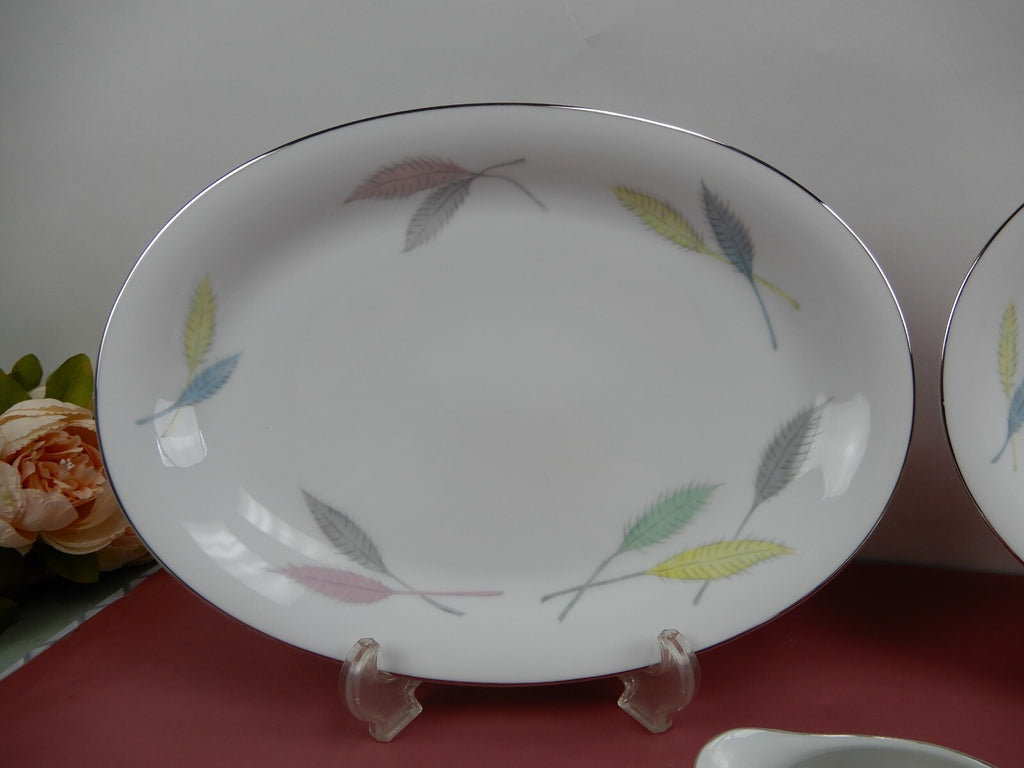 Set of 2 Platters, Sugar Bowl and Creamer L & M China "DELICE" Pattern