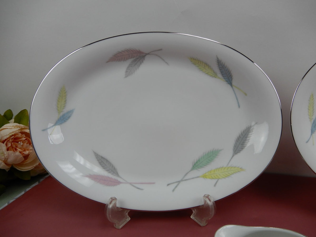 Set of 2 Platters, Sugar Bowl and Creamer L & M China "DELICE" Pattern
