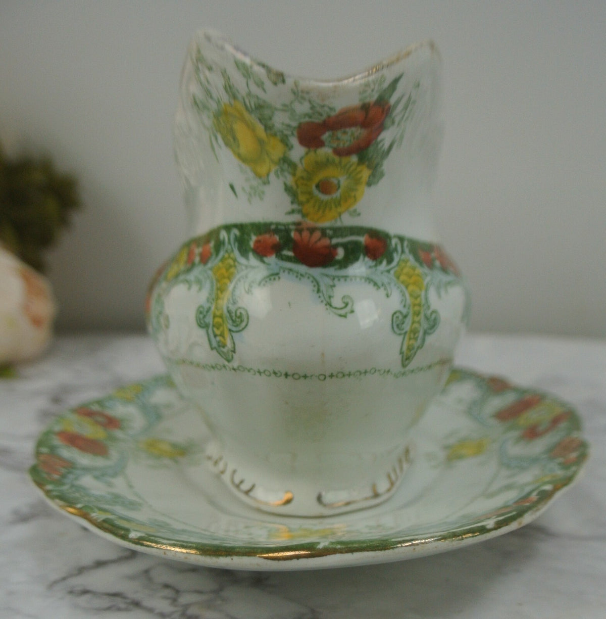 Antique Belmont J.H.W & Sons England Gravy Boat with Underplate "B"