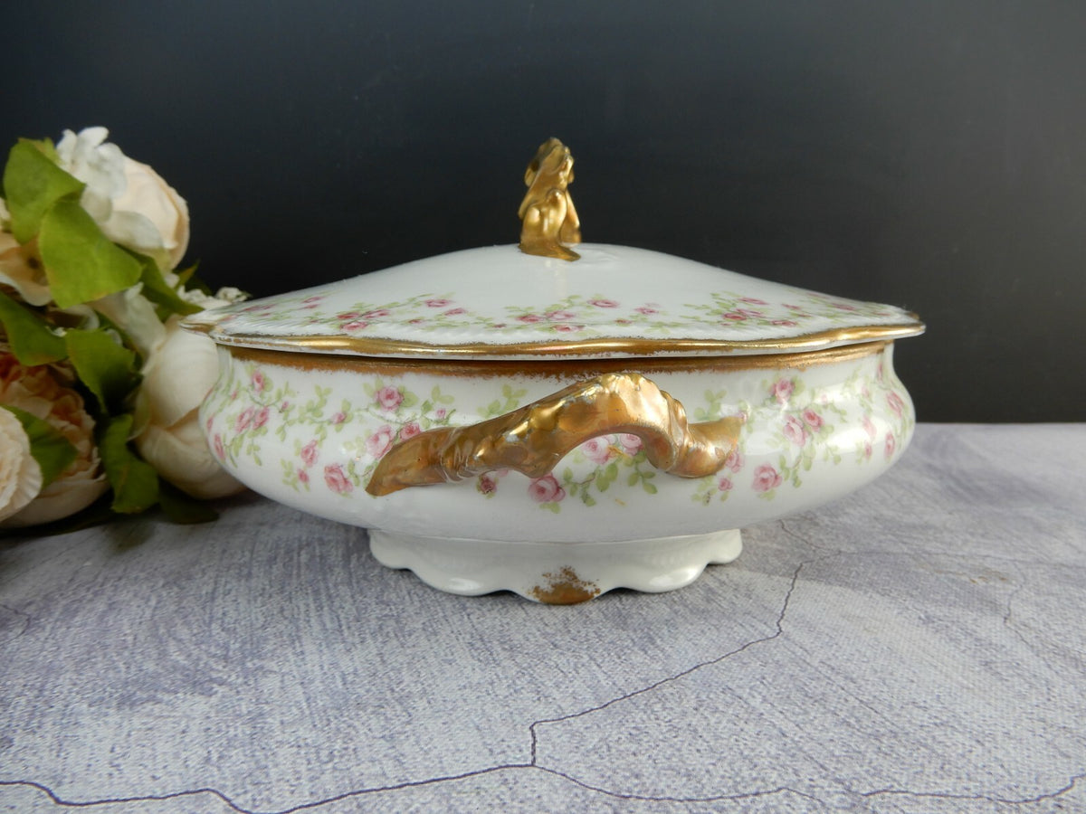 Vtge BT Co. Burley And Tyrrell China Chicago Flowers Round Lidded Serving Bowl