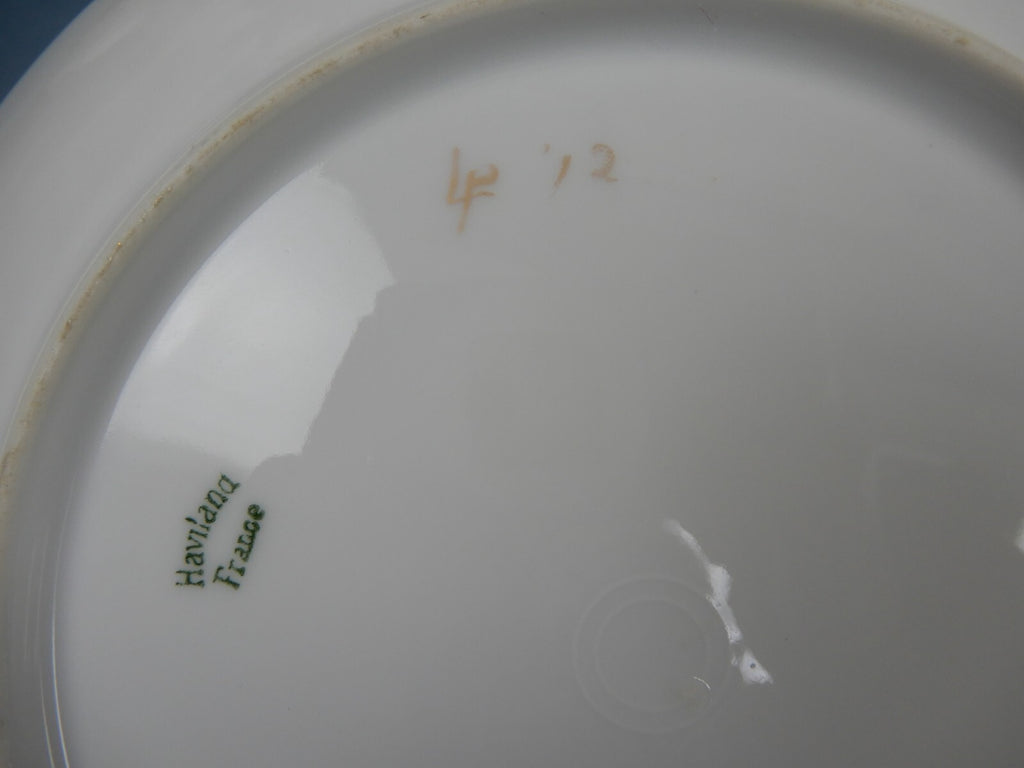 Antique Haviland France Gold Rim Cake Plate and 6 Dessert Plates