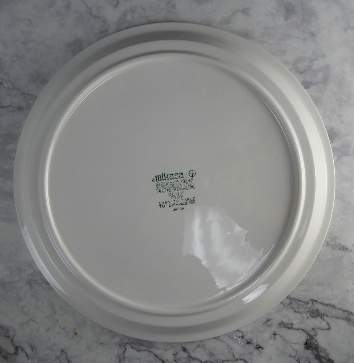 Vtge Mikasa Country Gingham Denim Serving Bowl,Creamer,Sugar Bowl,Round Platter