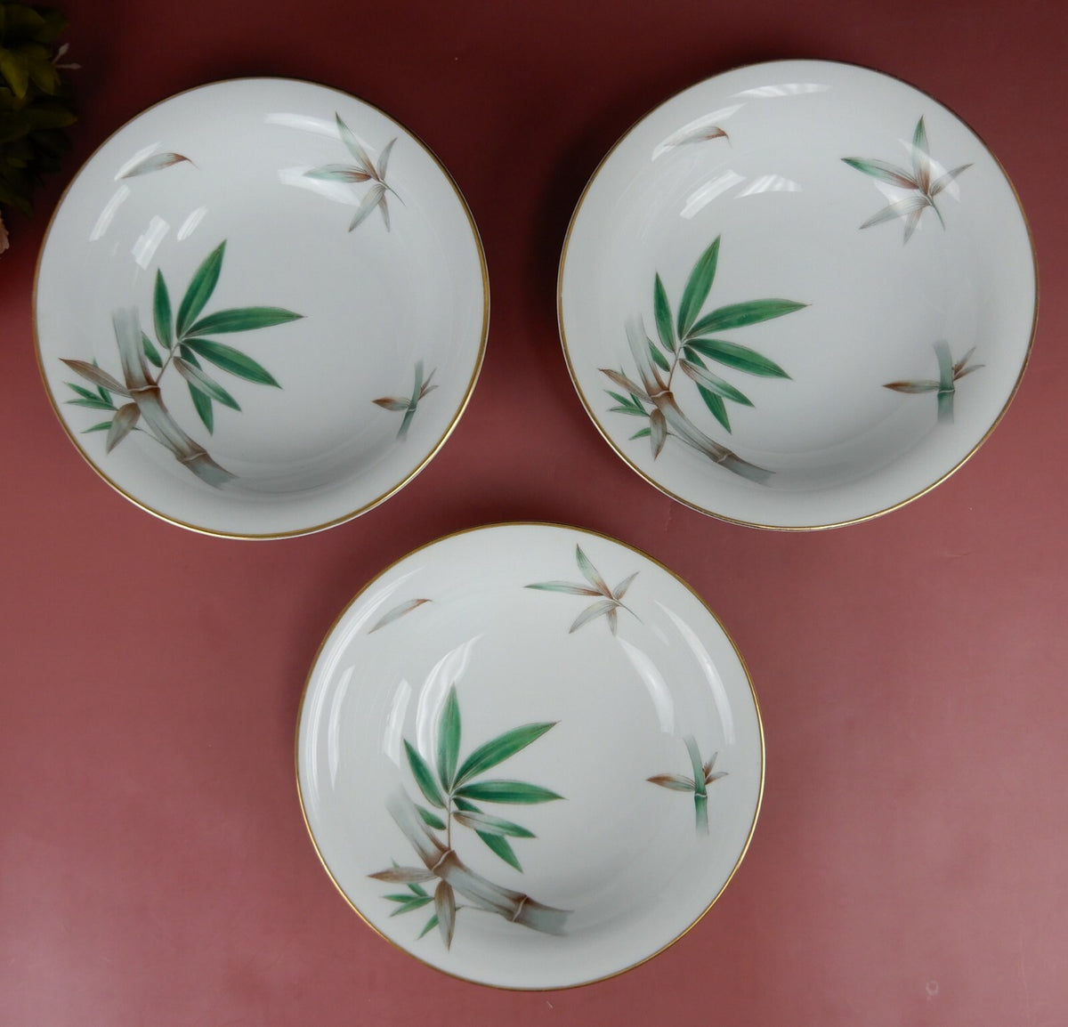 Set of 3 Noritake Canton Bamboo Soup Bowls