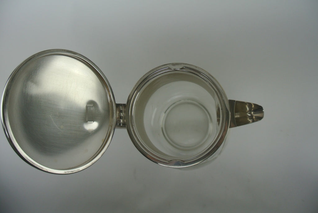 Vintage Big and Heavy 4-1/2 Lbs. Cut Crystal Pitcher With Silver Plated Top