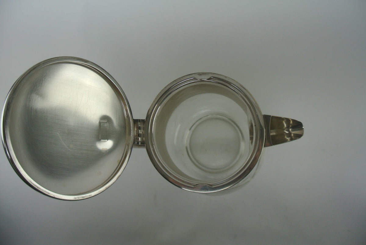 Vintage Big and Heavy 4-1/2 Lbs. Cut Crystal Pitcher With Silver Plated Top