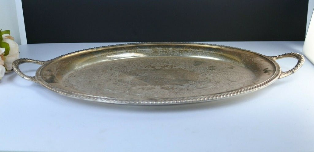 Large Silverplate Butler Serving Tray Wm. Rogers 4081 Ornate design