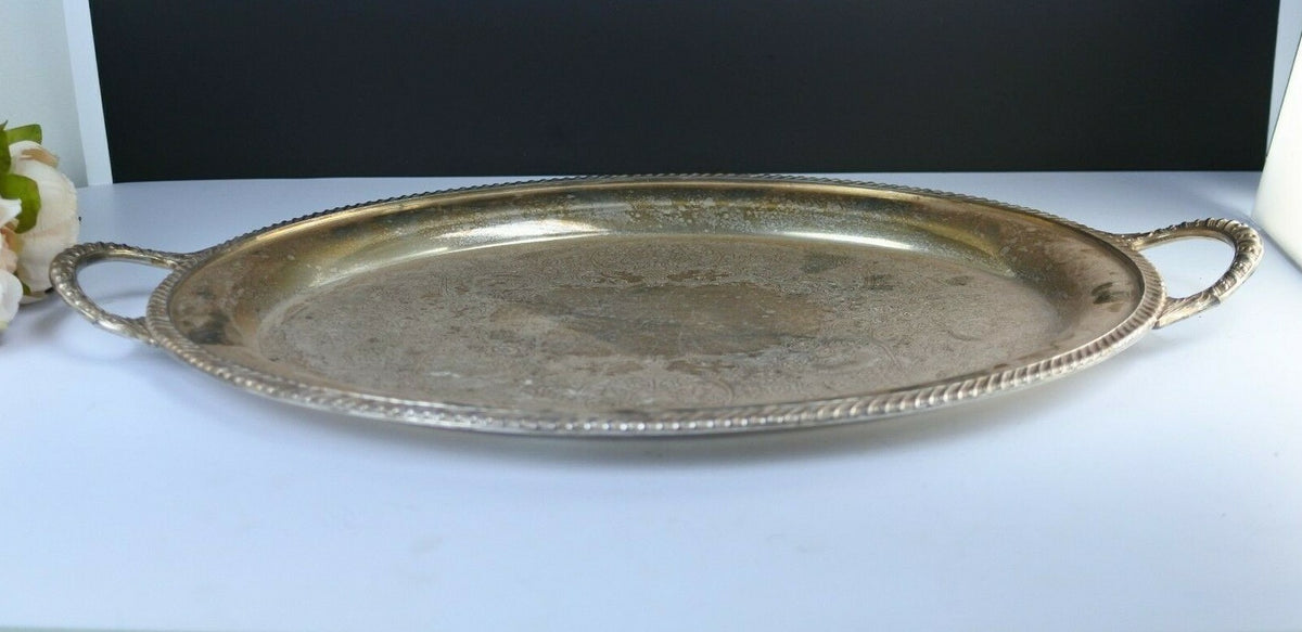 Large Silverplate Butler Serving Tray Wm. Rogers 4081 Ornate design