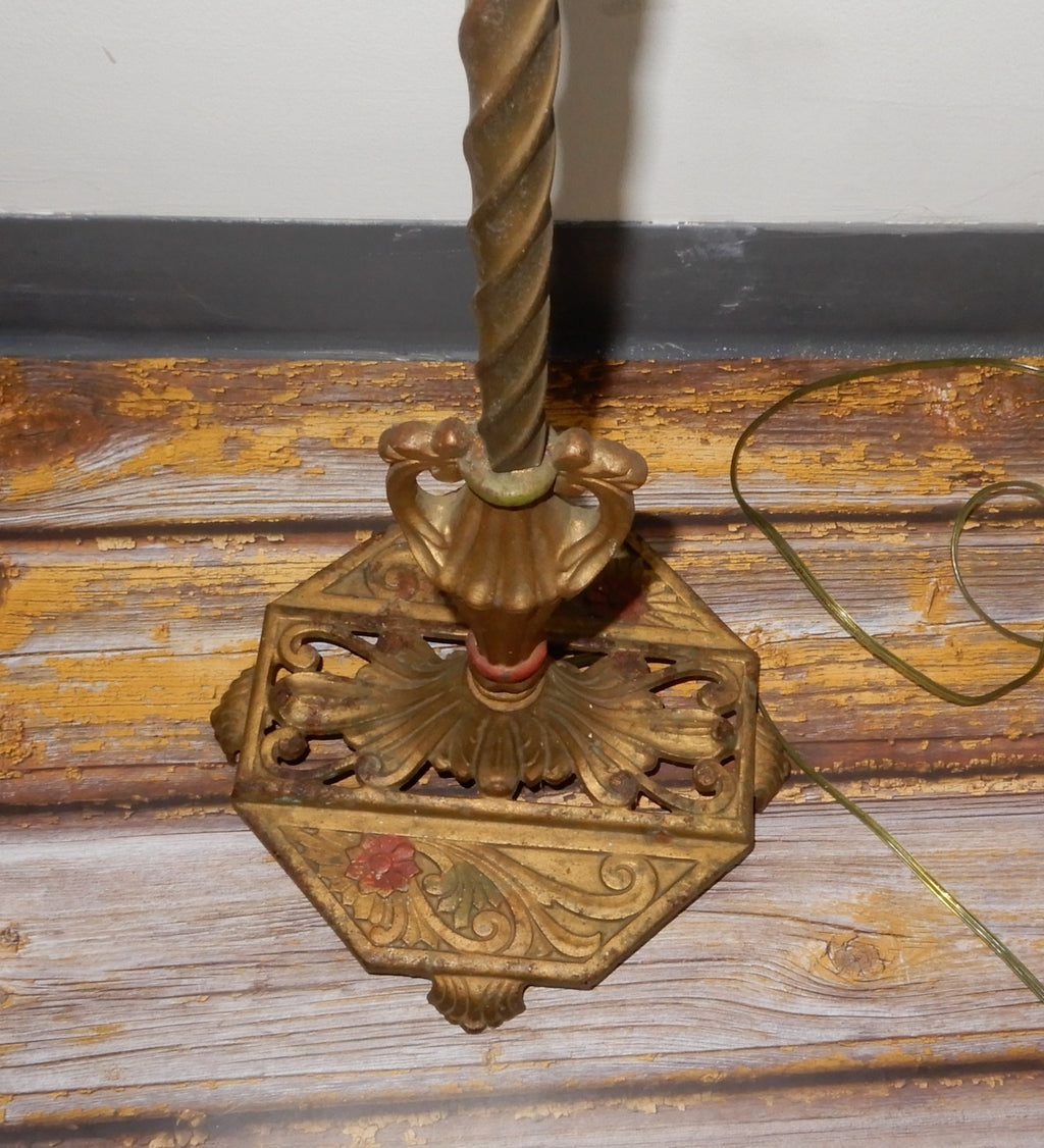 Antique Cast Iron Bridged Ornate Floor Lamp 61-1/4" Tall Needs Repair