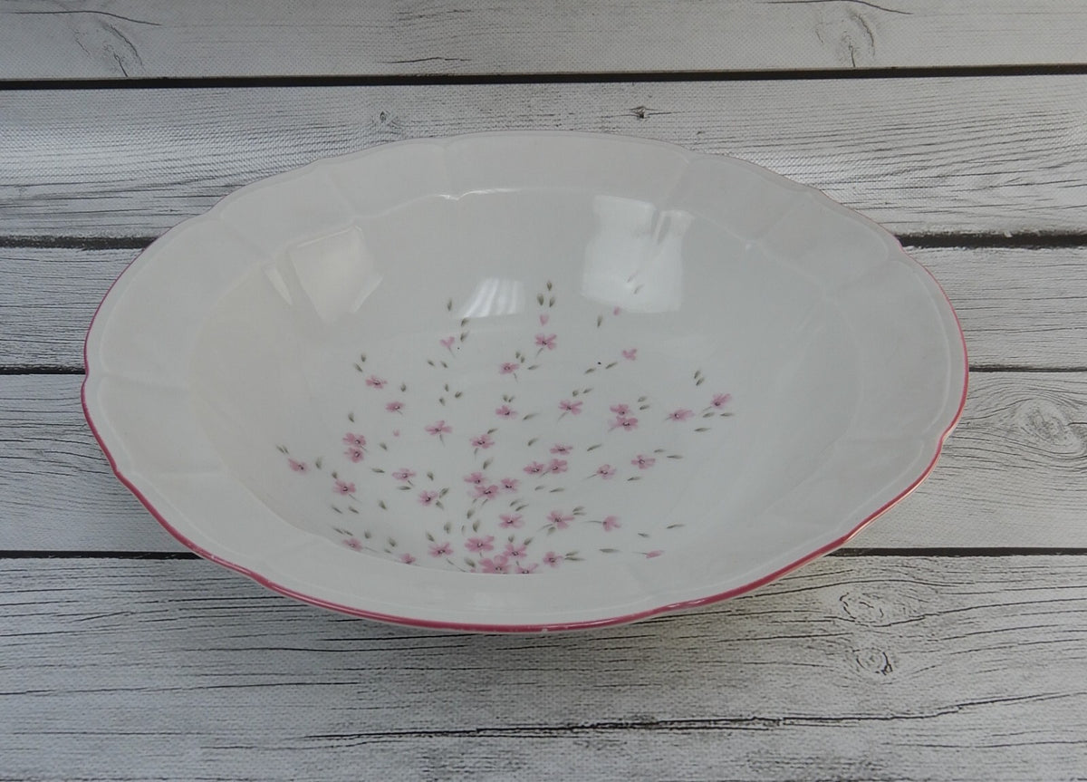 Vintage Schumann Arzberg Germany Bavaria Pink Floral Pink Rim Vegetable Bowl