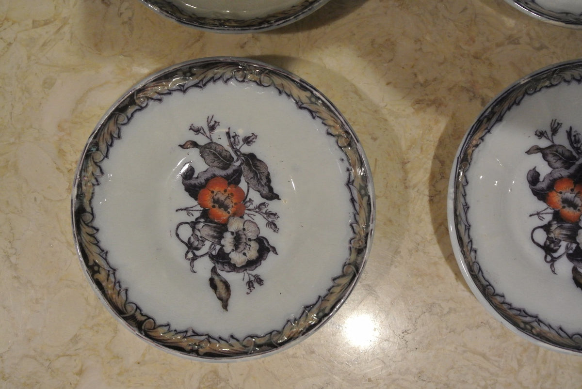 4 Elsmore & Forster Trumpet Flowers Purple Ironstone Bowls