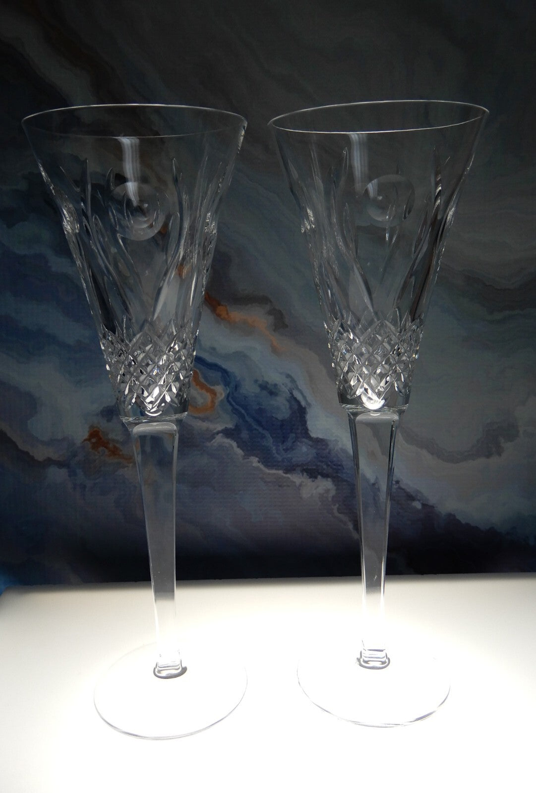 Set of 2 Vintage Waterford Heritage Flute Glasses 8 fl oz