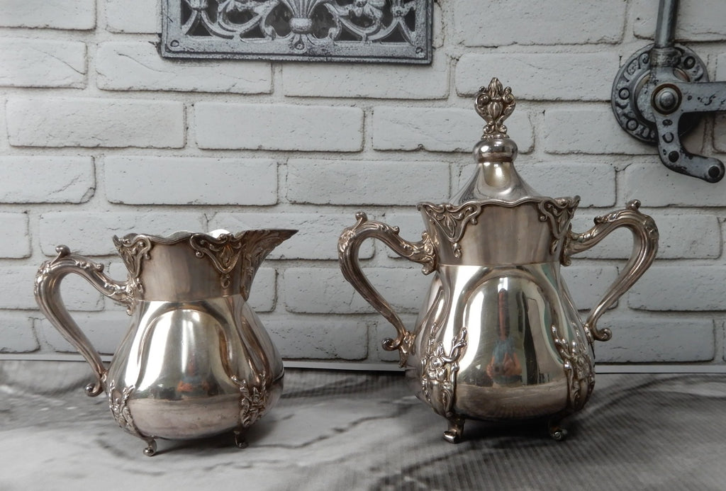 Vintage Rockford Silver Co. Quadruple Silver Plate 328 Creamer and Sugar Bowl
