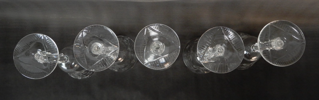Set Of 5 Rock Sharpe Crystal 'LIDO' Water Goblet 9oz Water/Wine Glasses W/ CHIPS
