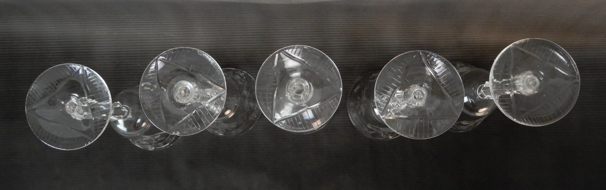 Set Of 5 Rock Sharpe Crystal 'LIDO' Water Goblet 9oz Water/Wine Glasses W/ CHIPS