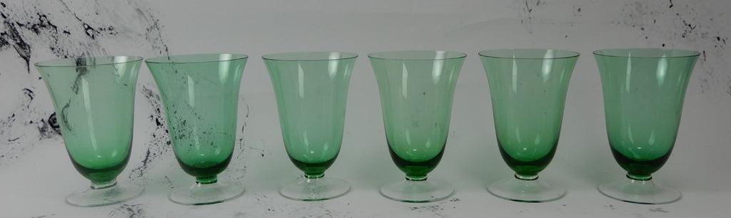 Set of 6 Emerald Green Glass 5" Parfait Glasses Hold 11 Fluid Ounces