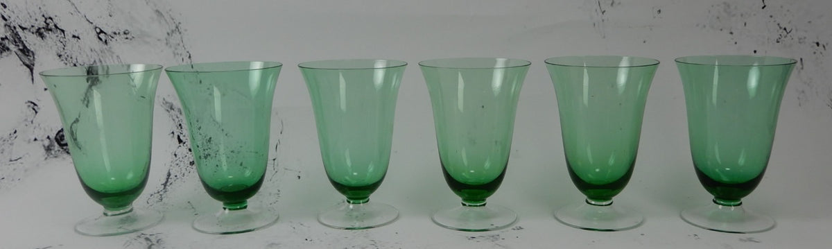 Set of 6 Emerald Green Glass 5" Parfait Glasses Hold 11 Fluid Ounces