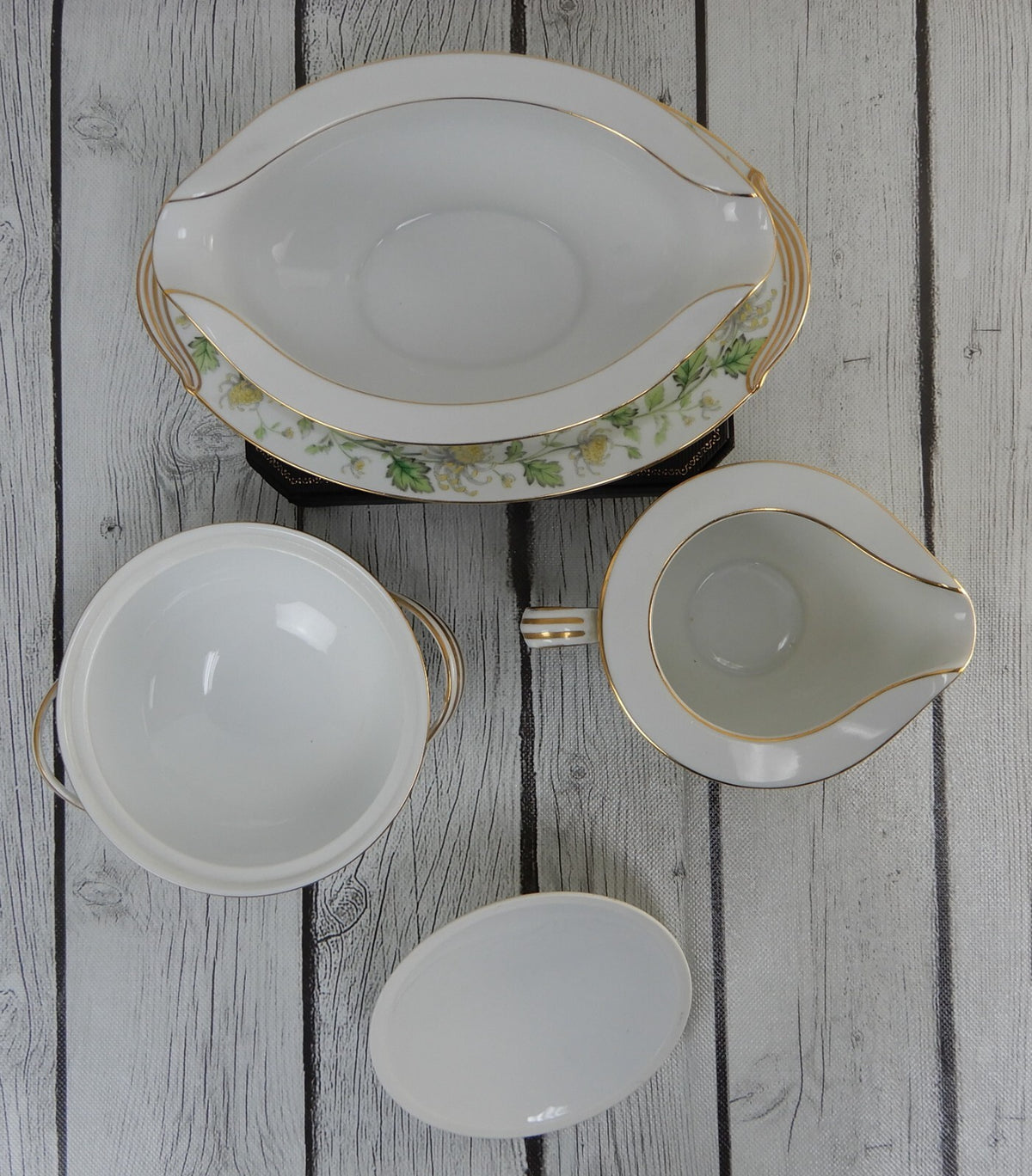 Servaware Set Noritake "Stanford 5220" Gravy Boat, Creamer and Sugar Bowl
