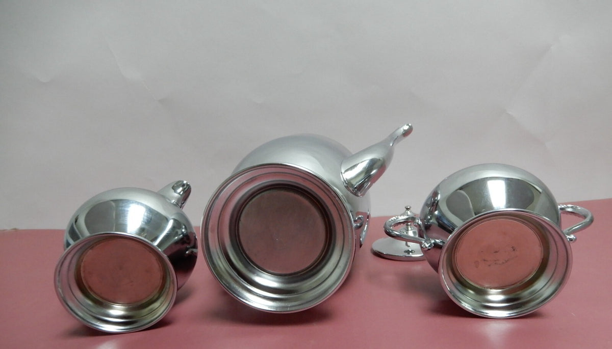 Vintage Sheridan Chrome Coffee Pot ,2 Handled Sugar Bowl w/Lid & Creamer