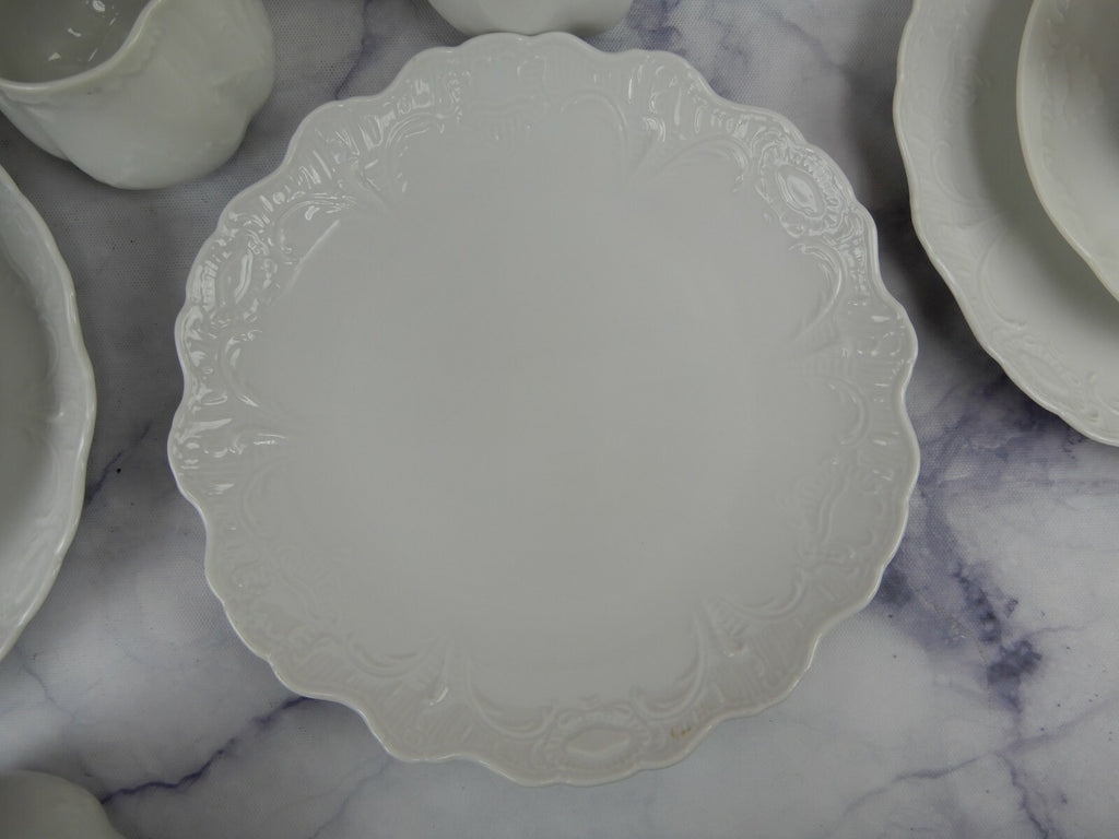 28 Pieces White Ceramic Plates,Saucers, Cups and Handled Plate Cake Unbranded