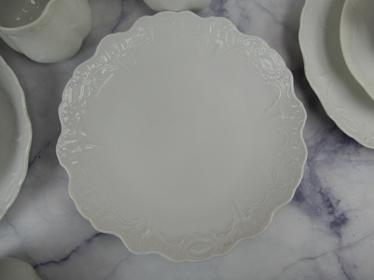 28 Pieces White Ceramic Plates,Saucers, Cups and Handled Plate Cake Unbranded
