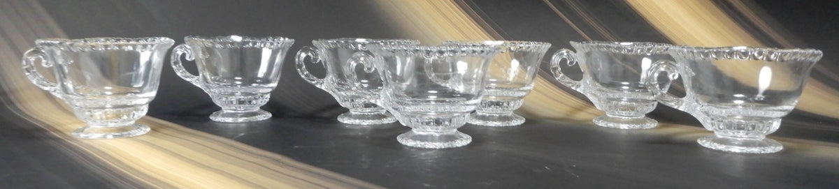 Set Of 7 Vintage Clear Glass Cambridge Glass "Gadroon" Orphan Cups