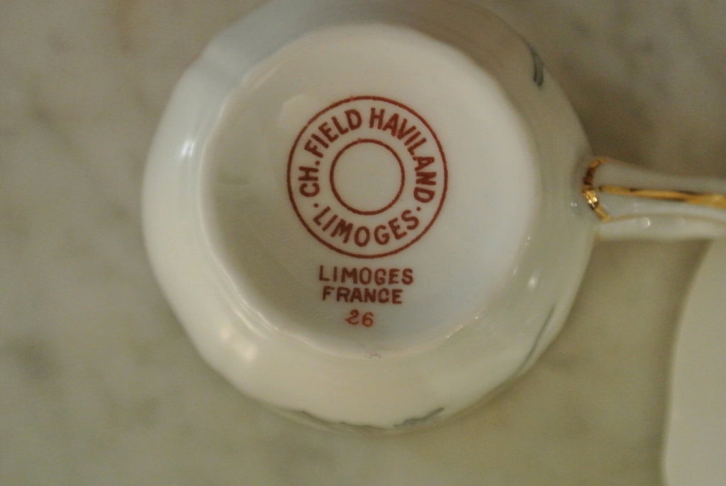CH Field Haviland Limoges. Label de Qualite. Chinese Thistle Col. Cup & Saucer