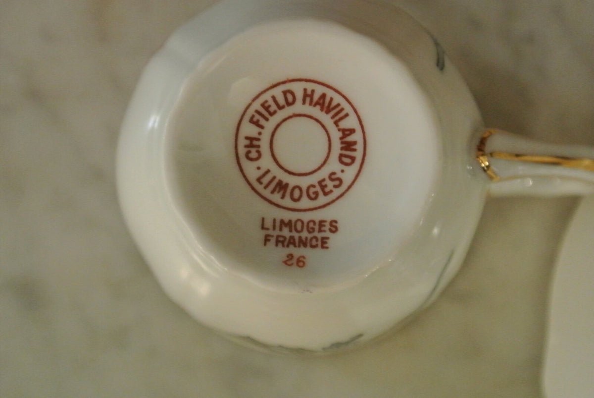 CH Field Haviland Limoges. Label de Qualite. Chinese Thistle Col. Cup & Saucer