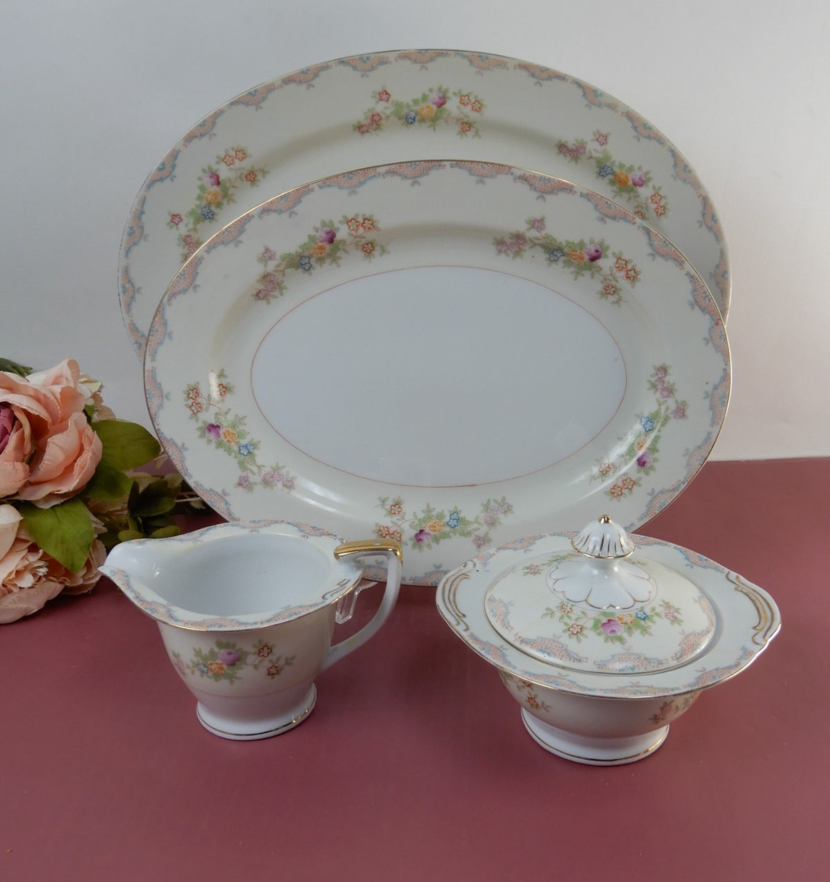 Vintage Set of 2 Platters,Sugar Bowl and Creamer "Mayfair China" Made in Japan