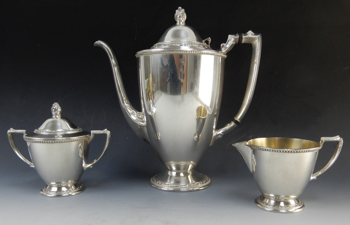 Oneida Community LTD.Lakewood Silverplate Coffee Pot ,Sugar Bowl and Creamer