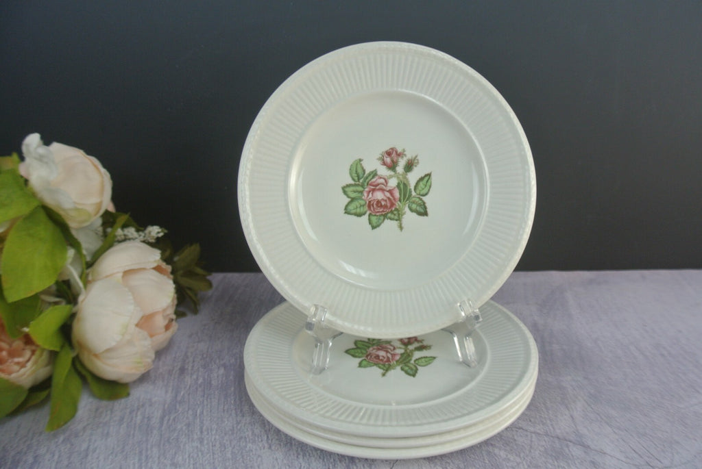 Vintage Wedgewood & Barlaston of Etruria "Moss Rose" B/B Plate Set Of 4