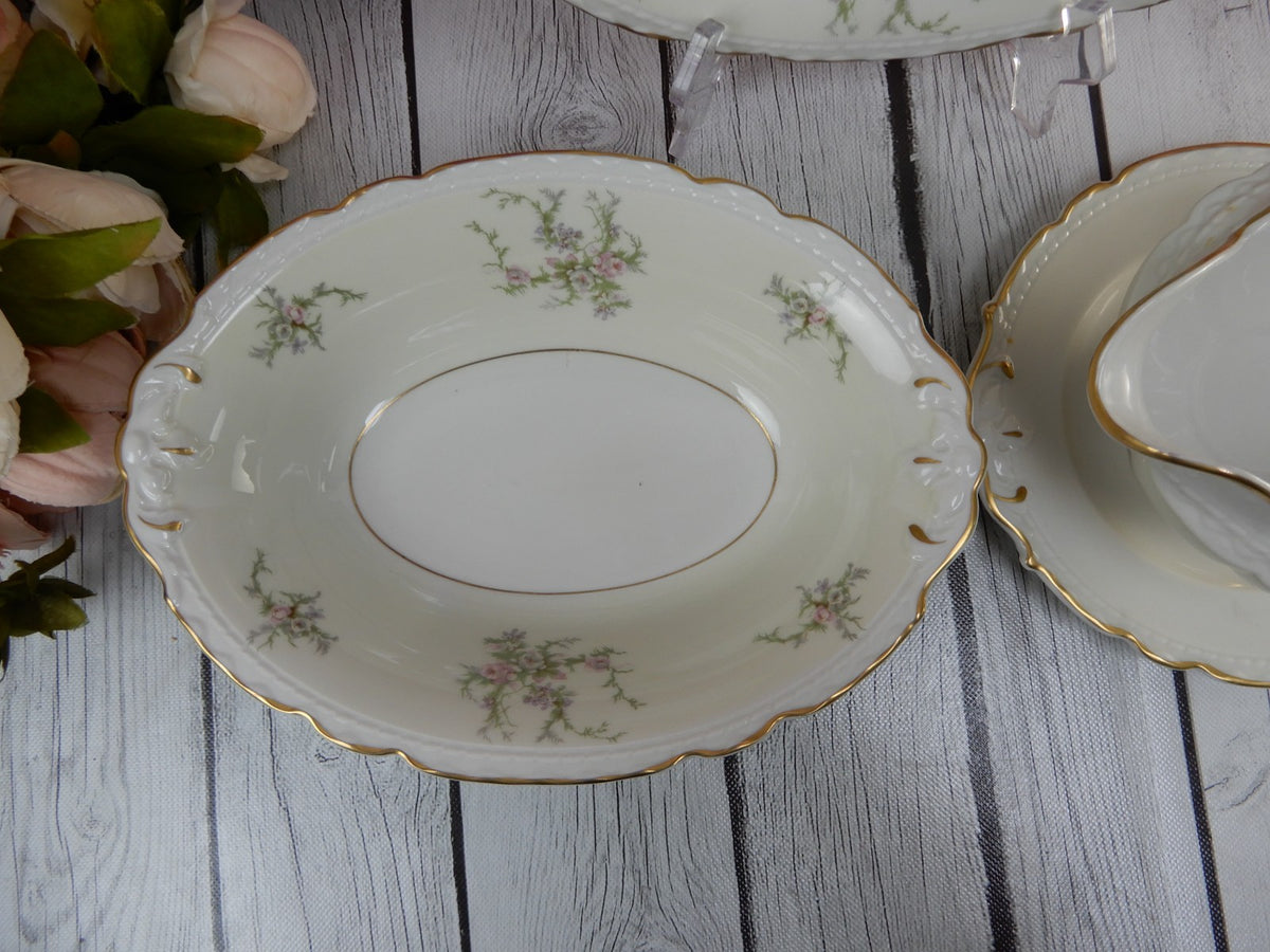 Vtg. Arcadian Fine China "Old Rose" Two Oval Serving Bowls and Gravy Bowl
