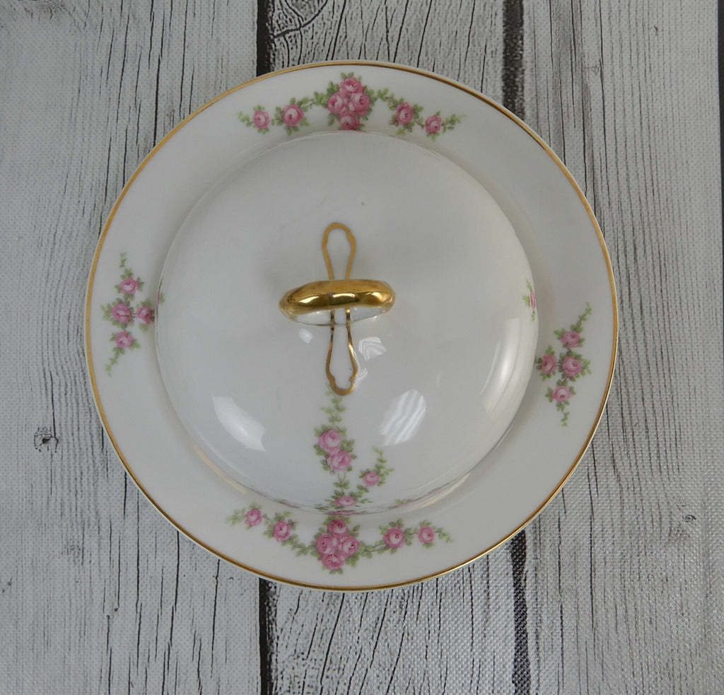 Vintage Heinrich H&Co Bavaria "Rosalinda" Round Covered Butter Dish