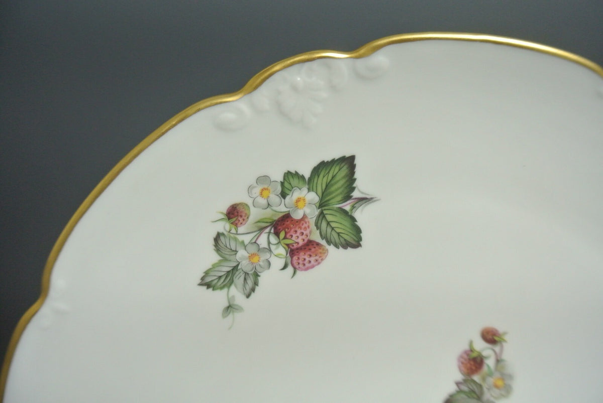 Vintage Limoges French Porcelain Scalloped Plate with Strawberries  11-1/4"