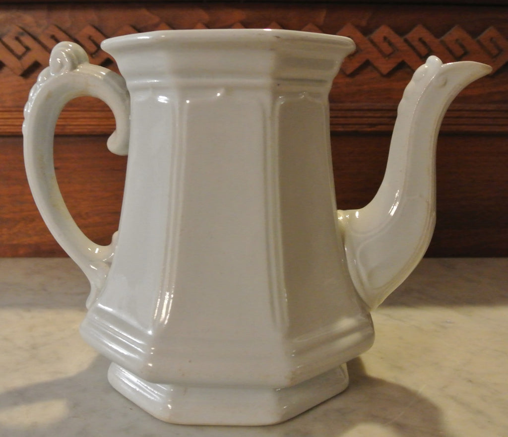 White Ironstone Ridgway Bates & Co Chamber White Ironstone Coffee Pot NO LID