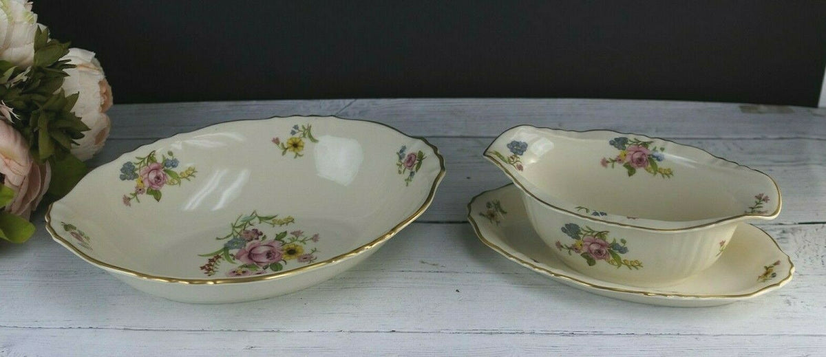 Vintage Federal Syracuse Gravy Boat And Oval Serving "Portland" Pattern China