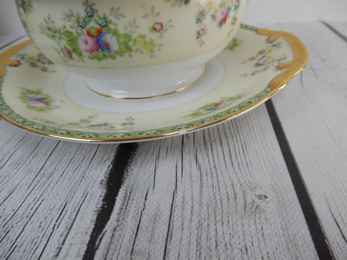 Vtg. Meito China Hand Painted Floral Oval Bowl,Relish Dish, Gravy Bowl