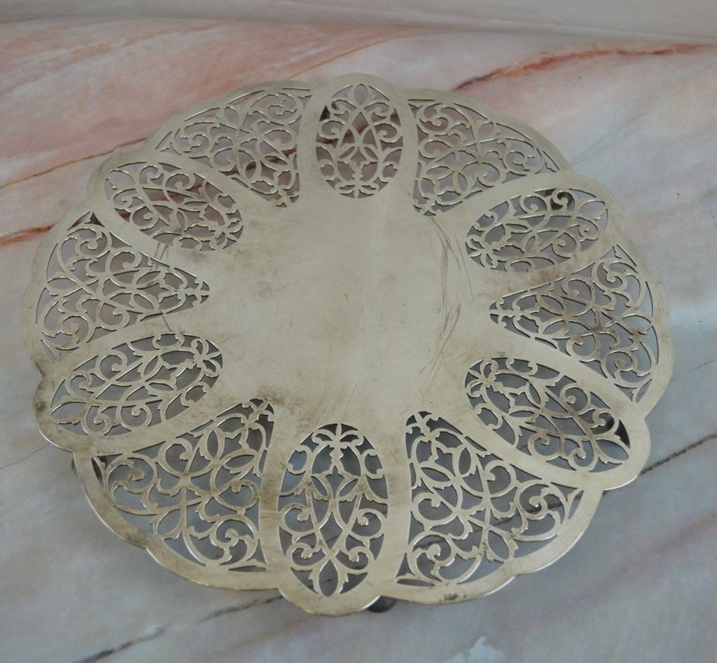 Vtge Pierced Tray Trivet By International Silver Company, #174, Silver Plated